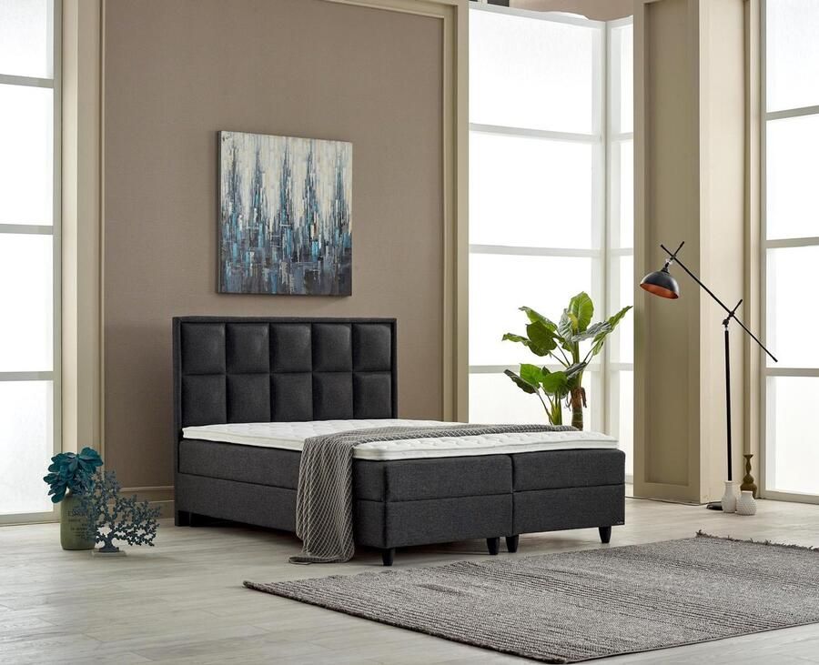 BSS Bedding Bambi Thermo Control Boxspring Bed Boxspring Set Complete Boxspring -140x200 Slaapkamerbed 1 x Matras met Topper 2 x Bedbox 1 x Hoofdbord -Wit