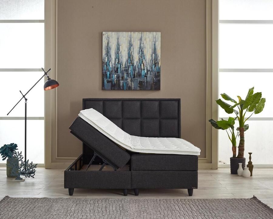 BSS Bedding Bambi Thermo Control Bed Boxspring Set Complete Boxspring 180x200 Slaapkamerbed 1 x Matras met Topper 2 x Bedbox 1 x Hoofdbord Wit