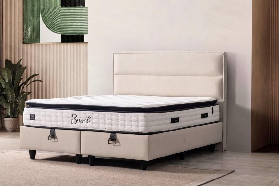 BSS Bedding Bambi Thermo Control Bed Boxspring Set Complete Boxspring 180x200 Slaapkamerbed 1 x Matras met Topper 2 x Bedbox 1 x Hoofdbord Wit - Foto 3