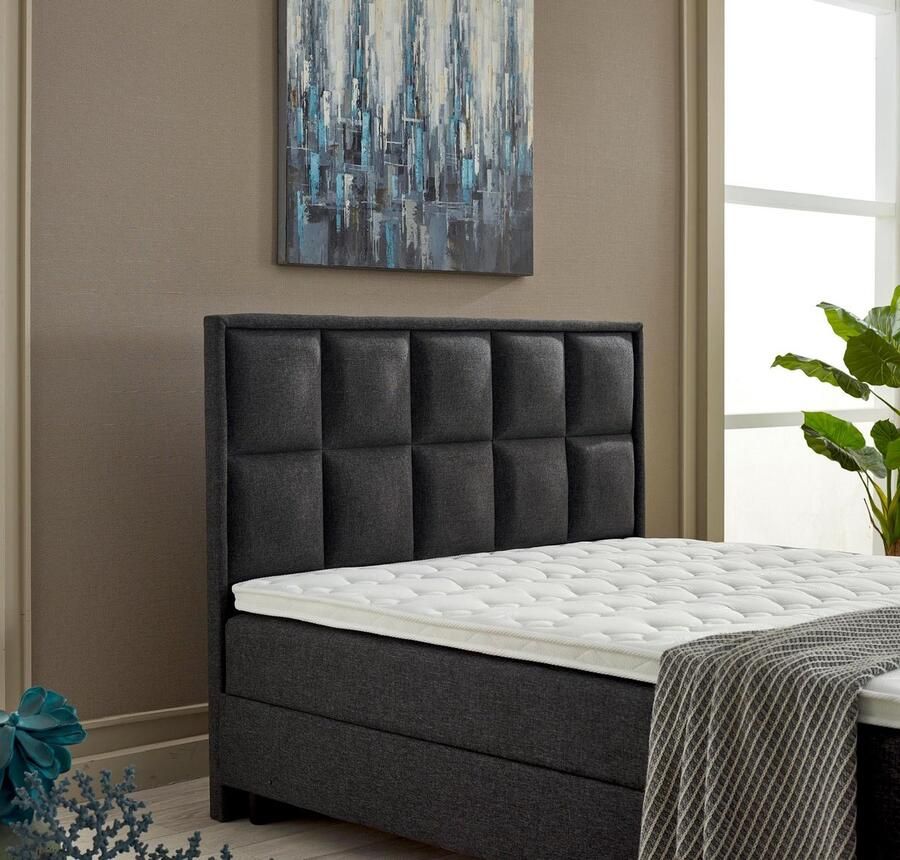 BSS Bedding Bambi Thermo Control Bed Boxspring Set Complete Boxspring 90x200 Slaapkamerbed 1 x Matras met Topper 1 x Bedbox 1 x Hoofdbord Wit