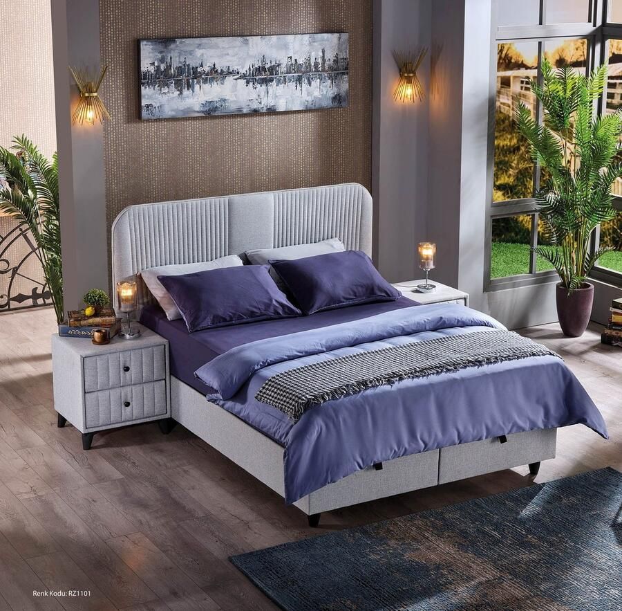 BSS Bedding Florence Bed Boxspring Set Complete Boxspring 160x200 Slaapkamerbed 1 x Matras met Topper 2 x Bedbox 1 x Hoofdbord - Foto 2