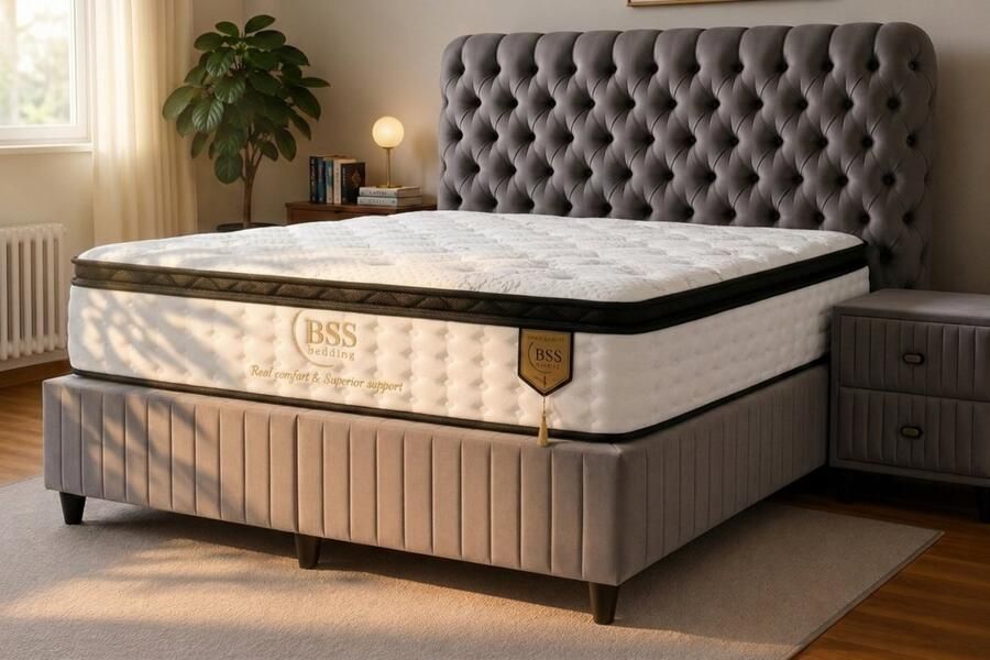 BSS Bedding Bambi Magnasand Bed Boxspring Set Complete Boxspring Bed Set met Matras Bed Set met Topper 2 x Bedbox 1 x Bedhoofdeinde Lichtbruin 140x200 - Foto 3