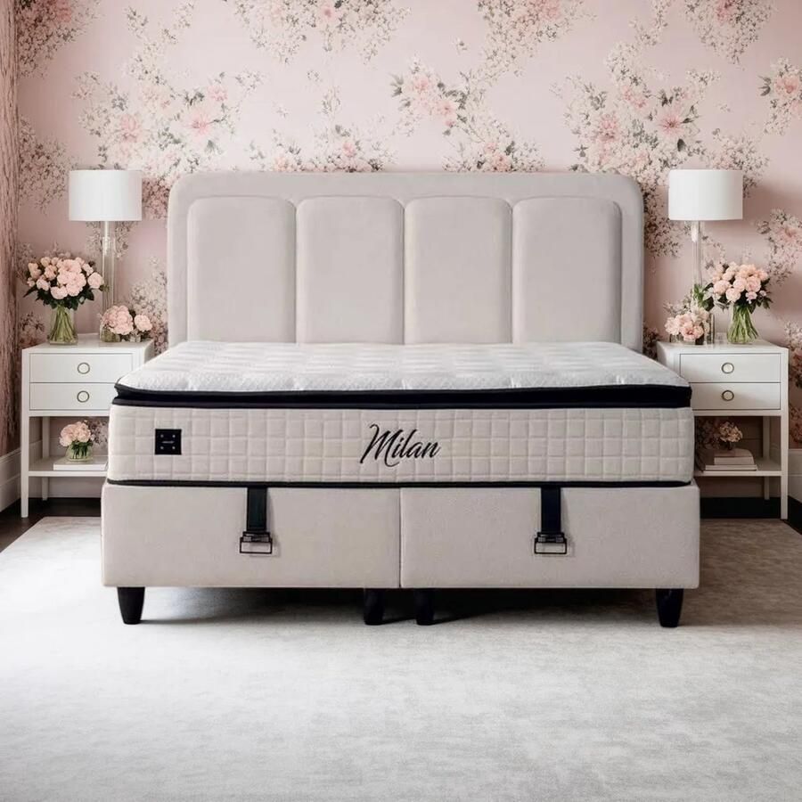 BSS Bedding Milan Bed Boxspring Set Boxspring 160x200 cm H3 Orthopedisch 7-Zones Matras Hypoallergeen en Ademend Inclusief Topmatras