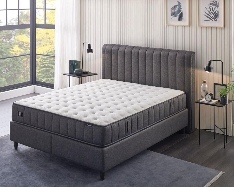 BSS Bedding YATAS Ionic Energy Boxspring 140x200 cm Complete Boxspring Pocketvering Boxspring met Opbergruimte Slaapkamerbed 1 x Matras 2 x Bedbox 1 x Hoofdbord- Stijlvol Comfortabel