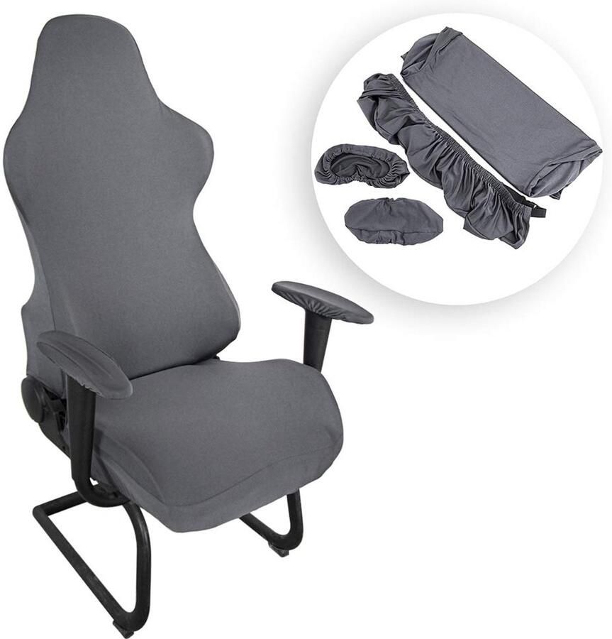 BSTKEY BTSKY Grijze rekbare gamingstoelhoezen Ergonomische kantoorcomputerstoelhoezen voor computer met verstelbare stoel Racestijl bureaustoel (geen stoelen)