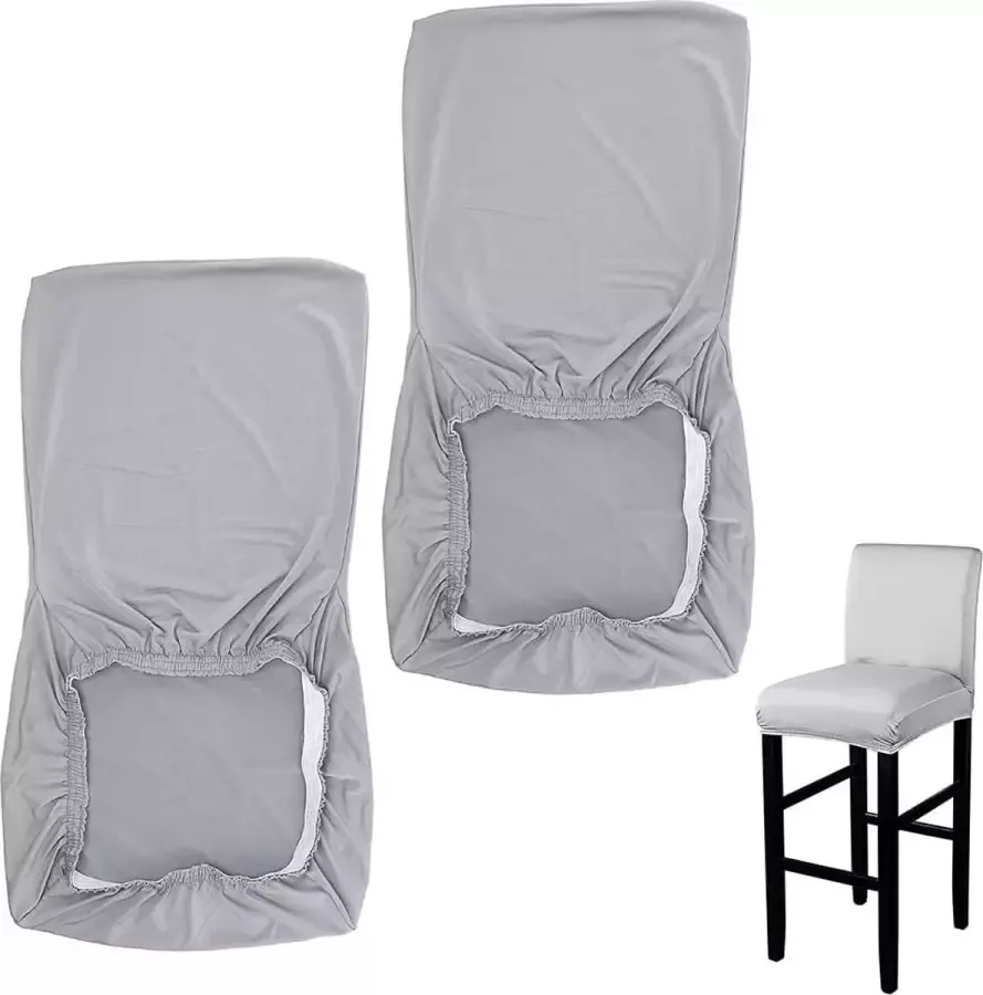 BSTKEY Overtrek voor barstoel set van 2 rekbare hoogte barkrukstoelhoes stretch stoelbescherming grijs