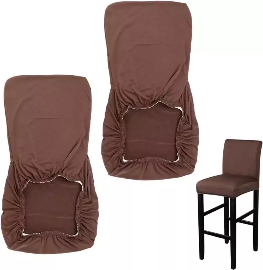 BSTKEY Overtrek voor barstoel set van 2 rekbare hoogte – barkrukstoelhoes stretch stoelhoes koffiekleurig