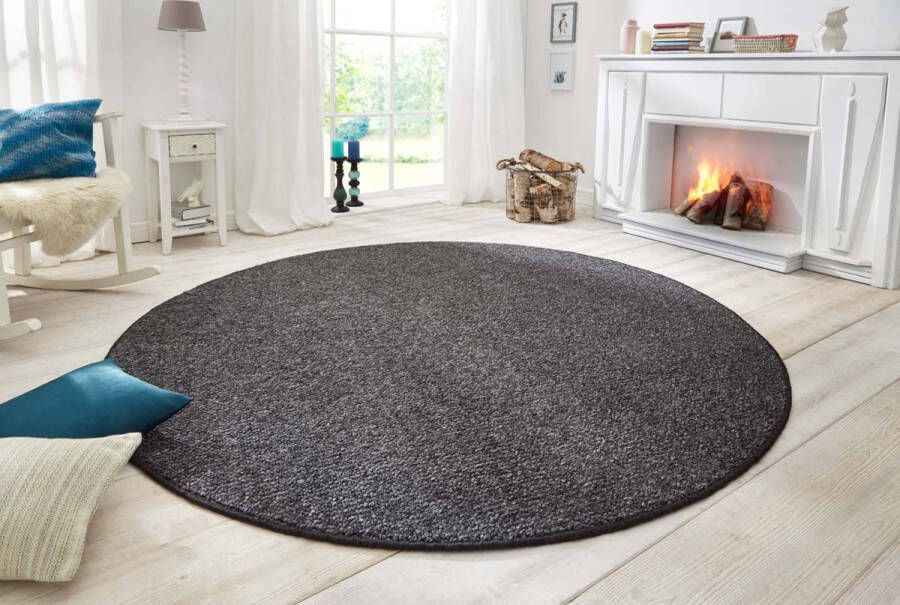 BT Carpet Rond vloerkleed Wol-optiek antraciet 200 cm rond