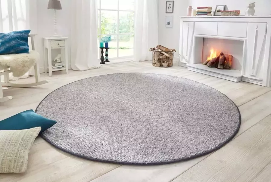BT Carpet Rond vloerkleed Wol-optiek grijs 133 cm rond
