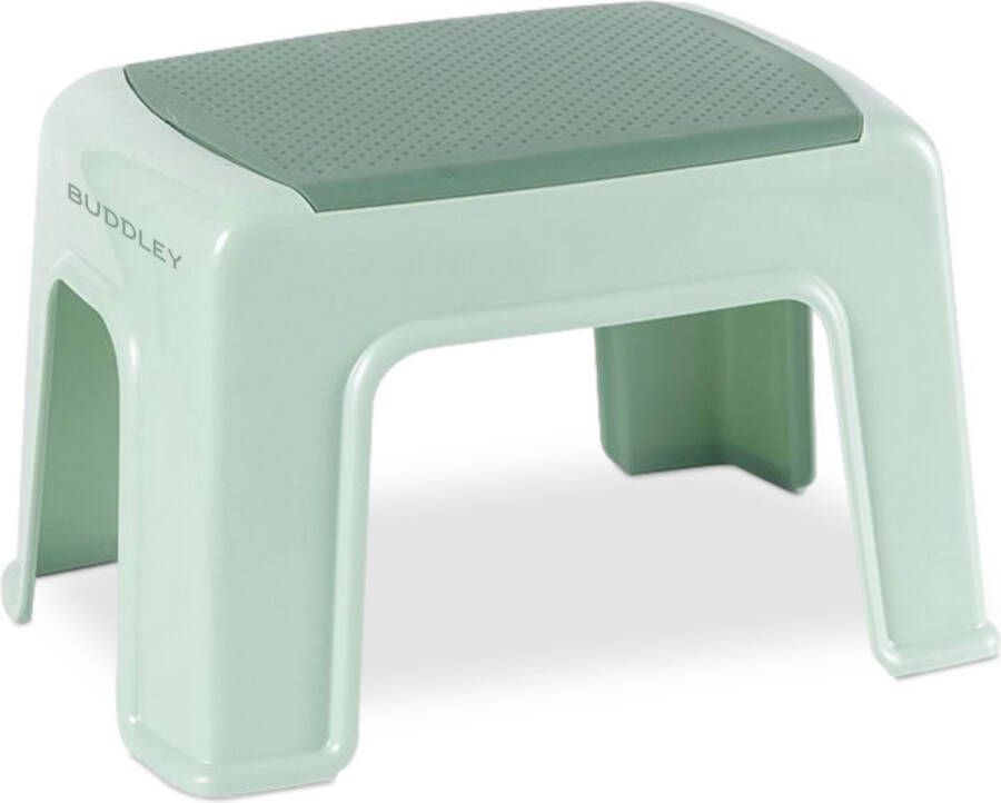 BUDDLEY Opstapje Groen Krukje Kinderen Krukje Opstapkrukje Keuken Krukje Badkamer Toilet Kinder Opstapje Kind Opstapjes Volwassenen Opstapje keuken Trapje Om op te zitten