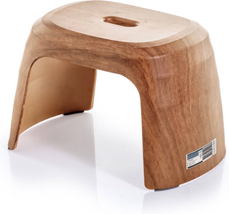 BUDDLEY Opstapje Hout look Opstapje Kinderen – Opstapje – Opstapkrukje Volwassenen en Kinderen Opstapjes Volwassenen Krukje Badkamer Kinder Opstapje Keuken Opstapje Plastic Krukje Badkamer Kinder trapje Badkamer krukje Bruin Opstapkrukje