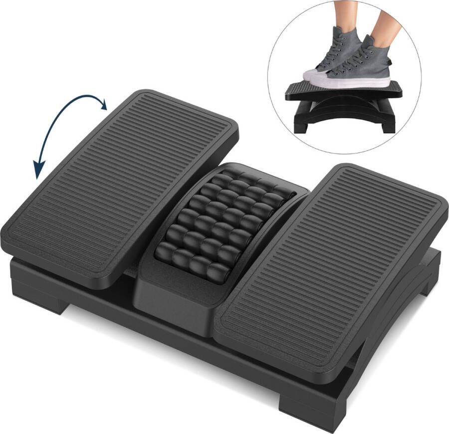 BUDDLEY Voetensteun Verstelbaar en Kantel plateau Voetenbankje Bureau Ergonomisch Voetenbankjes Verstelbaar Voetsteun Kantoor Ergonomische Voetenbank Office DIN 4556 Met heerlijke massage functie