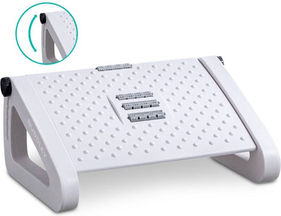 BUDDLEY Voetensteun Verstelbaar Wit Voetenbankje Bureau Ergonomisch Voetenbankjes Verstelbaar Voetsteun Kantoor Ergonomische Voetenbank Office