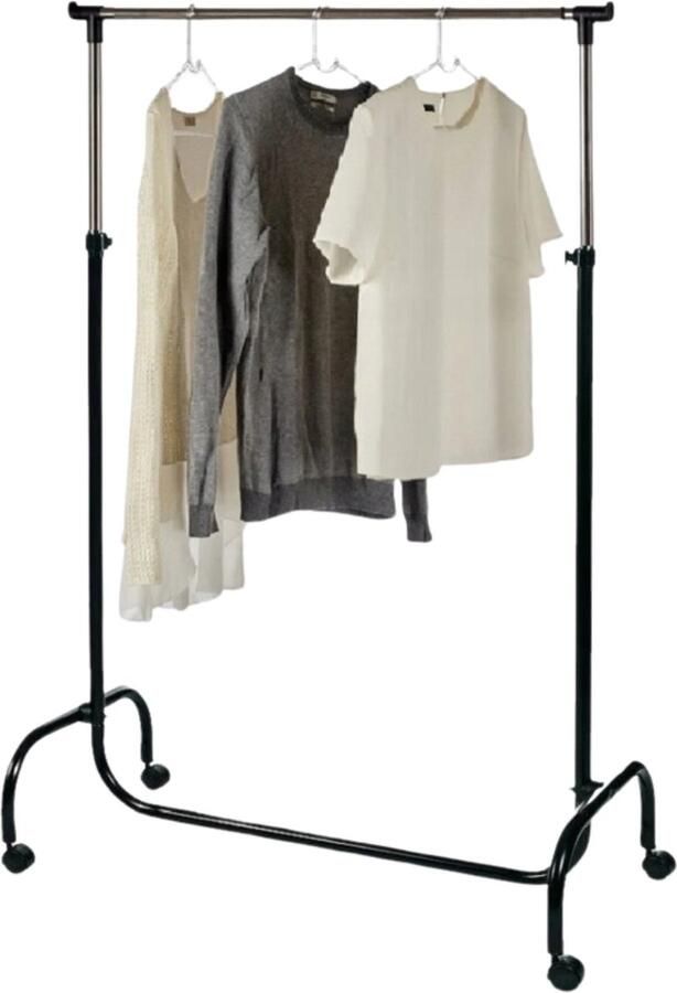 Budgetland Kledingrek met wielen verstelbaar zwart 105 175 cm