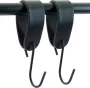 Buffel&Co Leren S-haak Hangers – Ophanghaken Metaal – Handdoekhaakjes – Kapstokhaak – Kledinghaken – Jashaak – 100% Buffelleer – 3mm Dik Metaal – 2 Stuks Zwart - Thumbnail 1