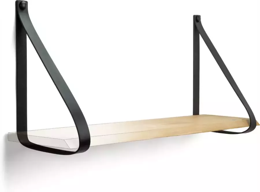 Buffel&Co Leren plankdragers Zwart 2 stuks lederen planken dragers leer plank dragers Wandplank industrieel Legplankdrager Schapdrager