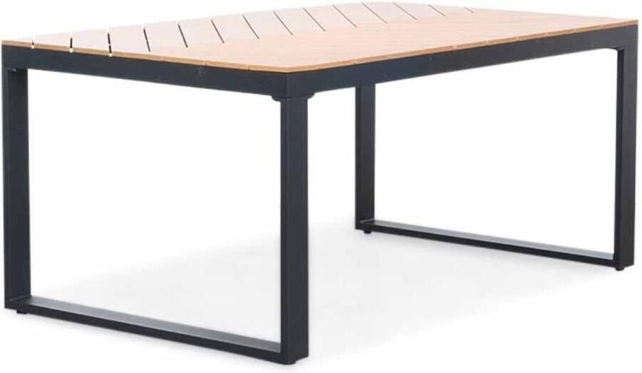 BUITEN living Kampa dining tuintafel aluminium + polywood Natural Wood 160x100cm 6 personen
