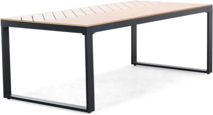 BUITEN living Kampa dining tuintafel aluminium + polywood Natural Wood 210x100cm 6 personen
