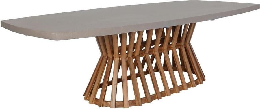 BUITEN living Stavanger dining tuintafel betonlook + hardhout Light Teak 260cm 6 personen