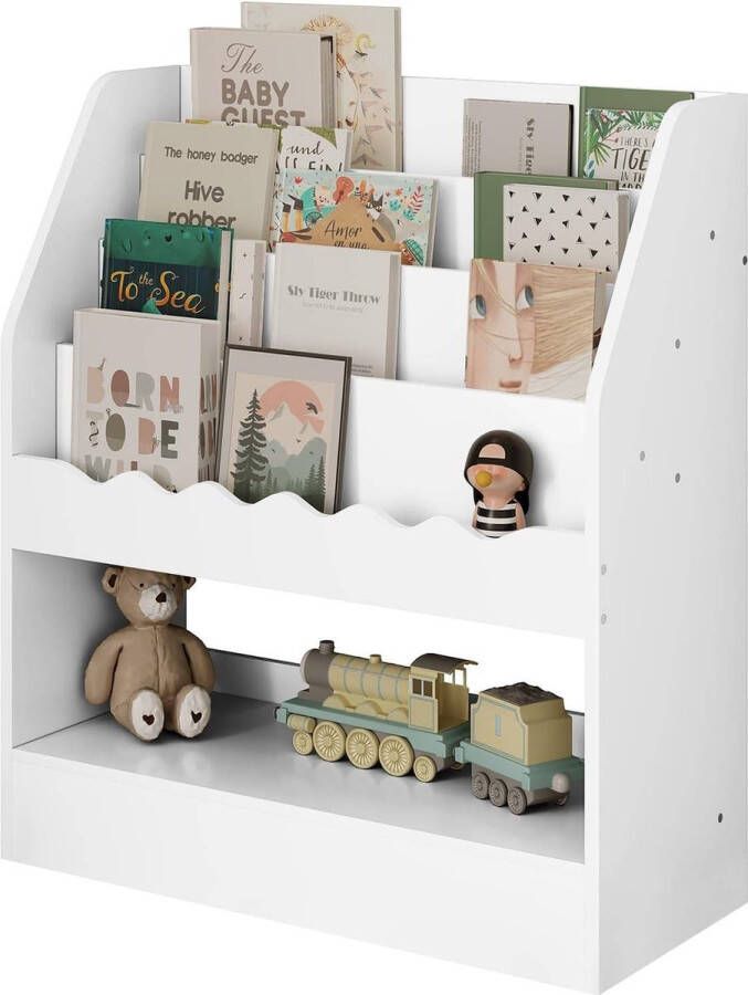BukkitBow Boekenkast voor Kinderen Boekenkast met 5 Compartimenten Speelgoedkast kind Opbergkast voor Speelkamer (70x80x30CM) Wit