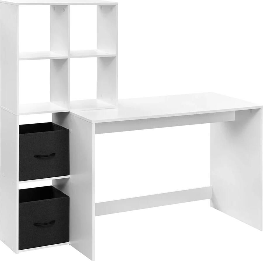 BukkitBow Compact Bureau Met Planken en Opbergruimte 140.5x134x50 cm Wit