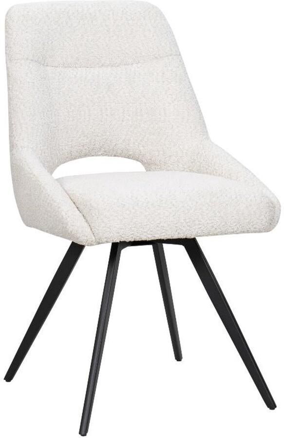 BukkitBow – Eetkamerstoel Keukenstoel Geschikt als Make-up Stoel Chenille & Metalen Onderstel Chenille Stof Beige