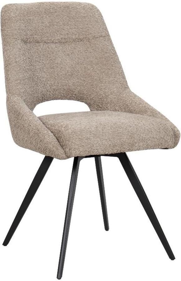 BukkitBow – Eetkamerstoel Keukenstoel Geschikt als Make-up Stoel Chenille & Metalen Onderstel Chenille Stof Taupe