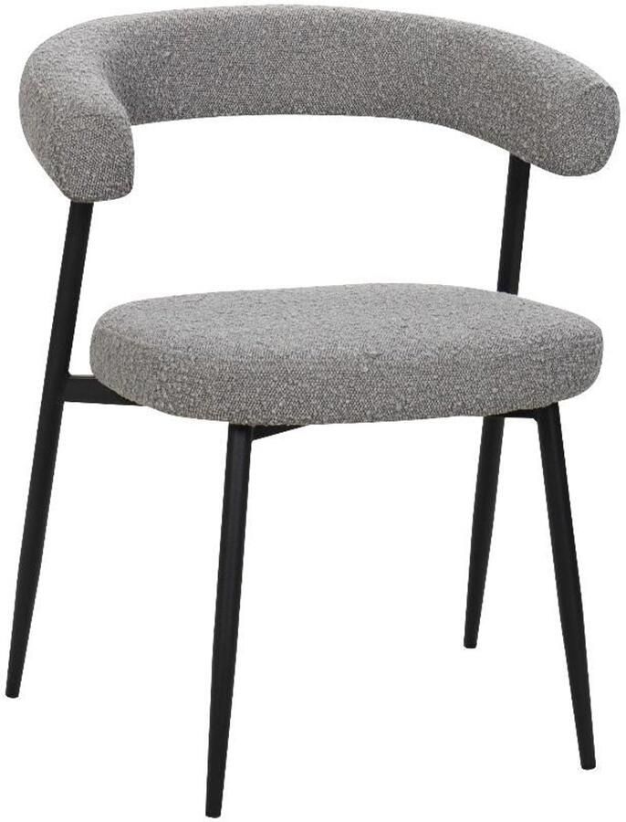 BukkitBow – Eetkamerstoel Keukenstoel Geschikt als Make-up Stoel Chenille Stof & Metalen Onderstel Open Design Grijs