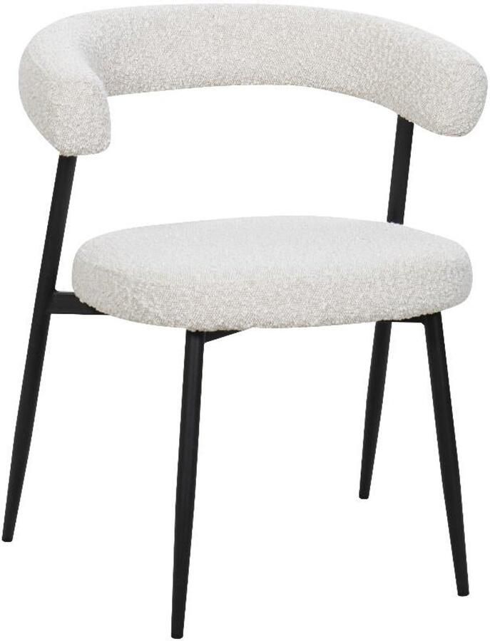 BukkitBow – Eetkamerstoel Keukenstoel Geschikt als Make-up Stoel Chenille Stof & Metalen Onderstel Open Design Creme