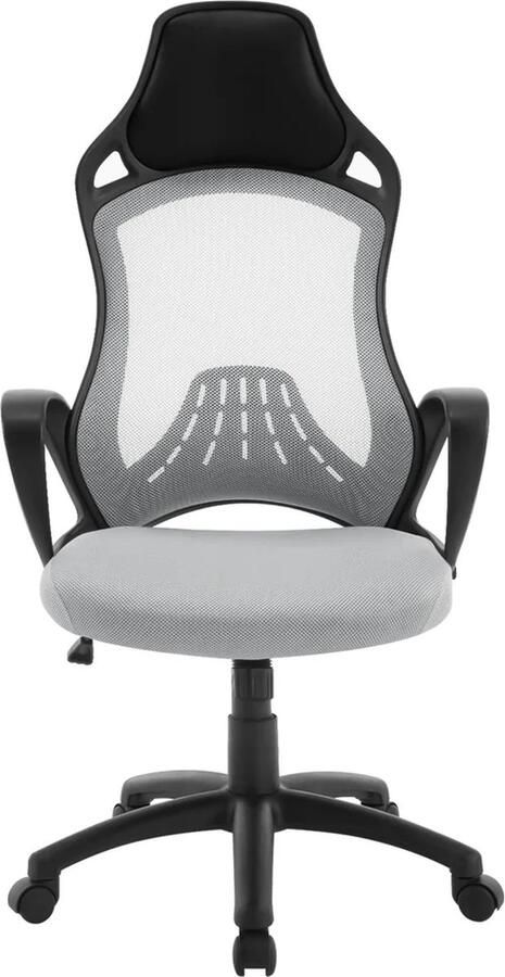 BukkitBow Ergonomische Bureaustoel Mesh Bekleding Wipfunctie met Hoofdkussen Grijs