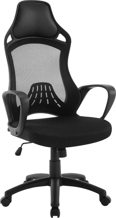 BukkitBow Ergonomische Bureaustoel Mesh Bekleding Wipfunctie met Hoofdkussen Zwart