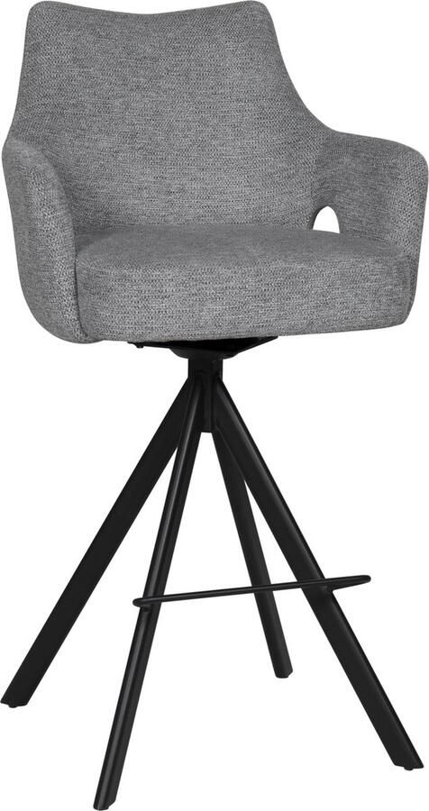 BukkitBow Luxe Moderne Barkrukken Draaibare Zitting met Voetensteun Aragon Stof met Metalen Onderstel Grijs