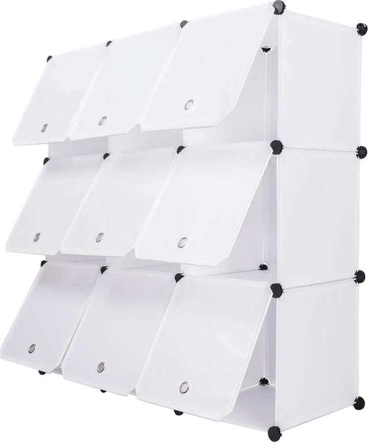 BukkitBow Modulaire Opbergkast Ook Geschikt Als Schoenenkast 9 Compartimenten 105X105X35CM Wit