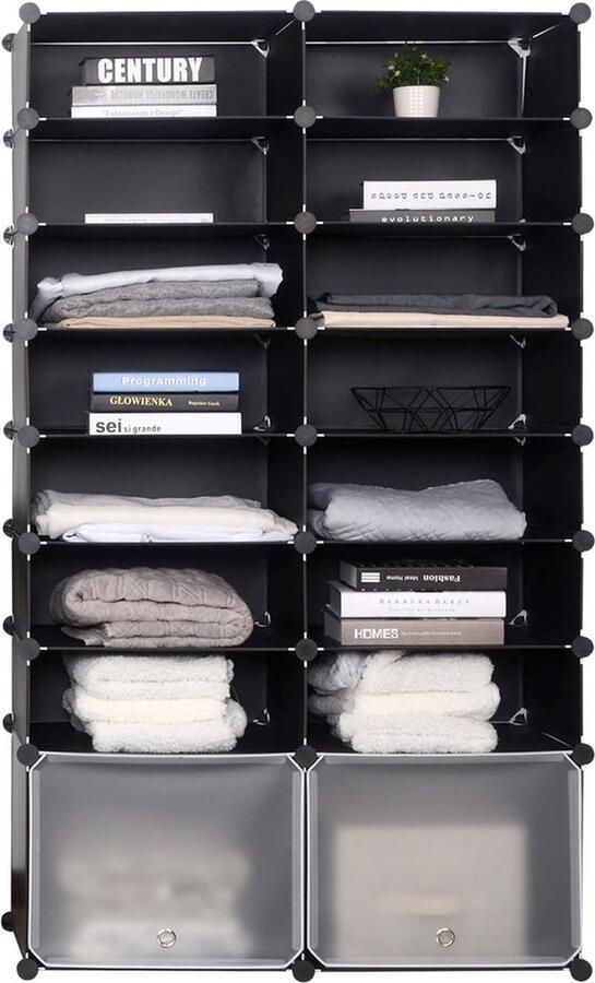 BukkitBow Multifunctionele Opbergkast Schoenenkast Stalen Structuur met 2 Deuren 94x35x160cm