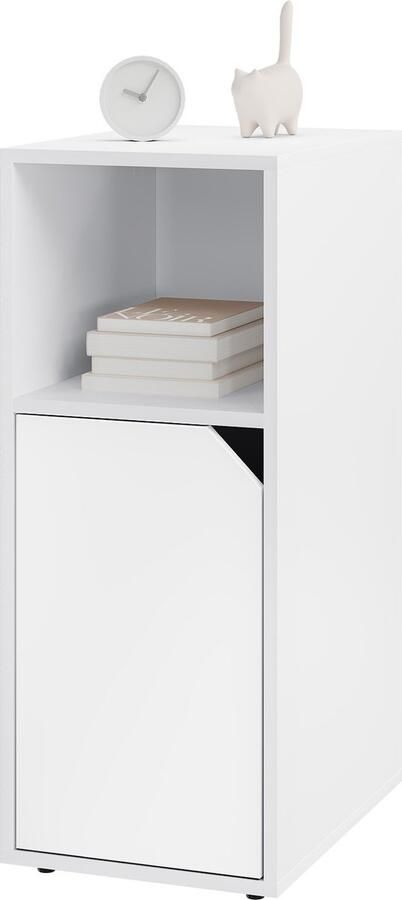 BukkitBow Nachtkastje met Opbergruimte Modern Design 25X35X62CM Wit