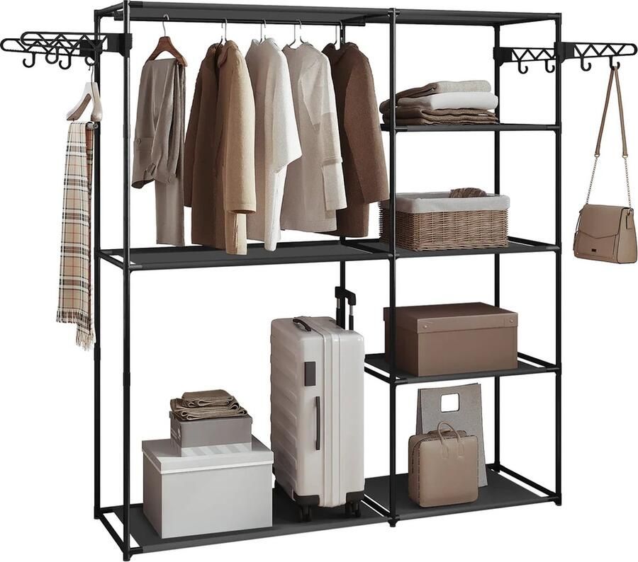 BukkitBow Open Kledingrek Metaal en Non-woven Stof 148x166x42.5 cm 30kg Capaciteit