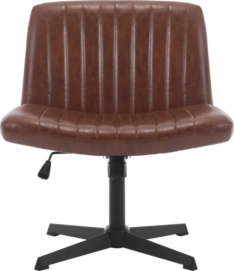 BukkitBow Relaxstoel Fauteuil Verstelbaar en 360° Draaibaar Fluweel of Kunstleer Materiaal Bruin (Kunst Leder)