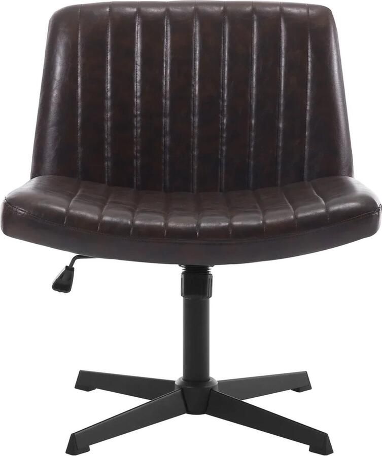 BukkitBow Relaxstoel Fauteuil Verstelbaar en 360° Draaibaar Fluweel of Kunstleer Materiaal Donker Bruin (Kunst Leder)