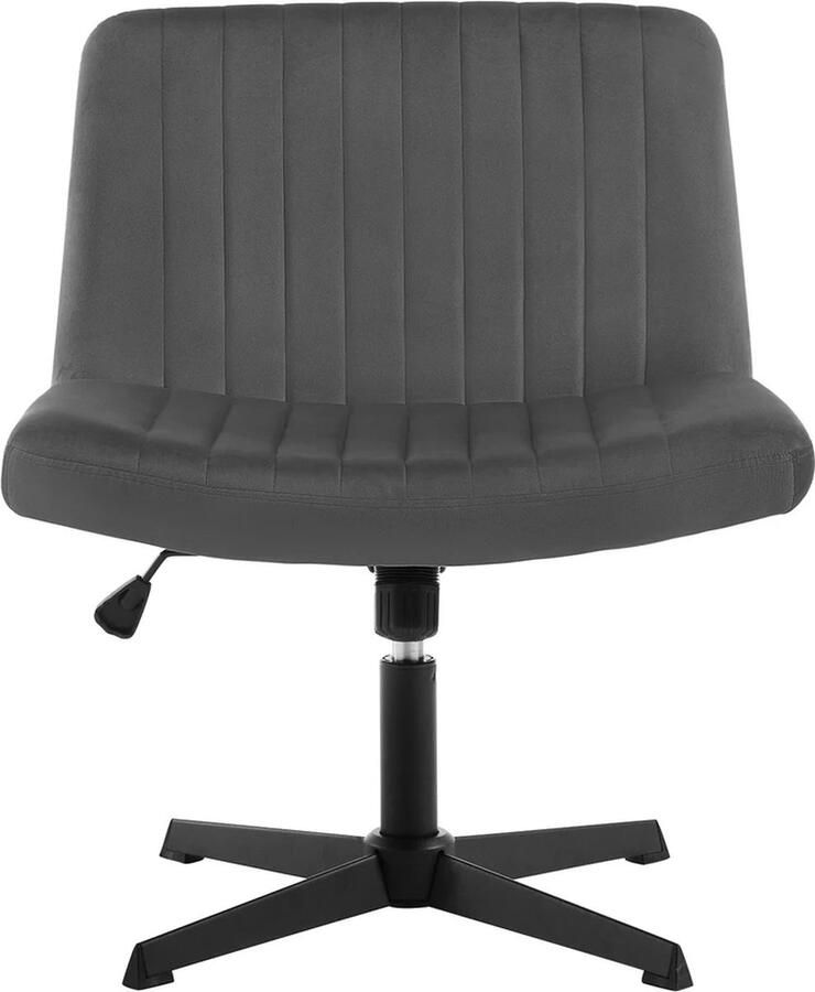 BukkitBow Relaxstoel Fauteuil Verstelbaar en 360° Draaibaar Fluweel of Kunstleer Materiaal Donker Grijs (Fluweel)