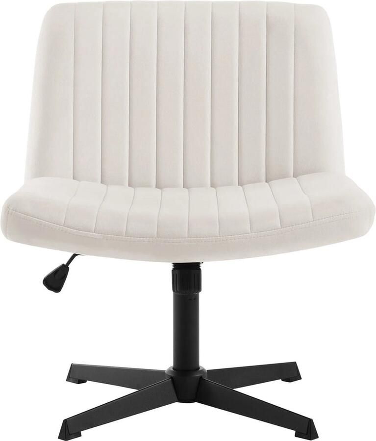 BukkitBow Relaxstoel Fauteuil Verstelbaar en 360° Draaibaar Fluweel of Kunstleer Materiaal Cremé Wit (Fluweel)