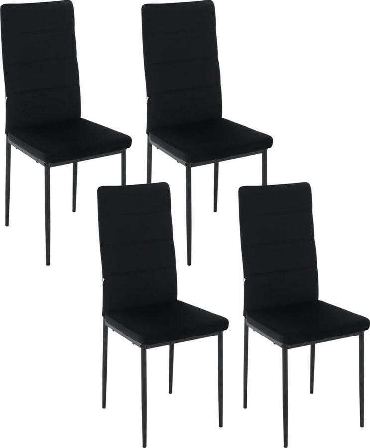 BukkitBow Set van 4 Eetkamerstoelen van Fluweel met Metalen Onderstel Zwart Sinterklaas Cadeau – Kerst Cadeau