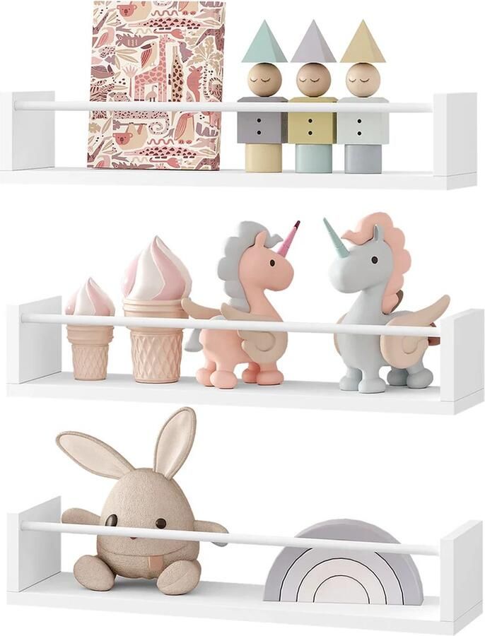 BukkitBow Wandplanken Zwevende Rekken 3 Stuks 40CM Breed Wit