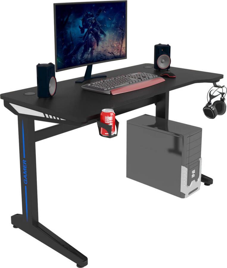 BukkitBow Ergonomische Gaming Bureau Met Bekerhouder en Headset Stand(120X60CM)