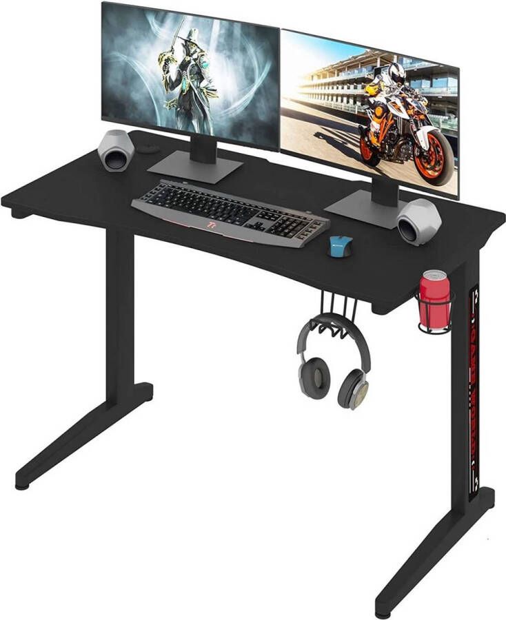 BukkitBow Gaming Bureau Ergonomisch met Bekerhouder en Koptelefoonhaak (115X60CM)