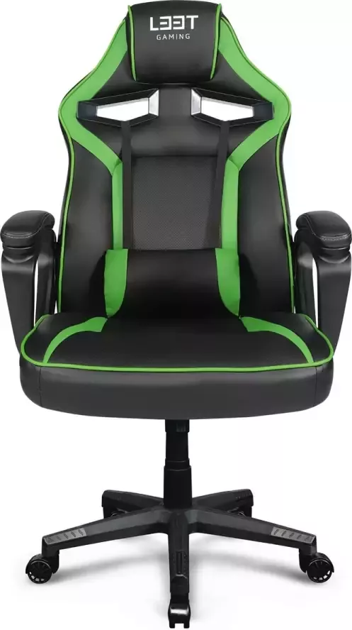 BukkitBow L33T-GAMING Extreme Gaming Stoel Groen Kantelbaar en verstelbaar in hoogte