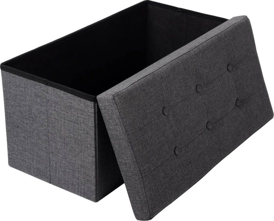 BukkitBow Opvouwbare Linnen Opbergpoef Kubus Opbergkist (76X37 5CM) Grijs