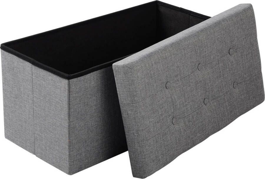 BukkitBow Opvouwbare Linnen Opbergpoef Kubus Opbergkist (76X37 5CM) Licht Grijs