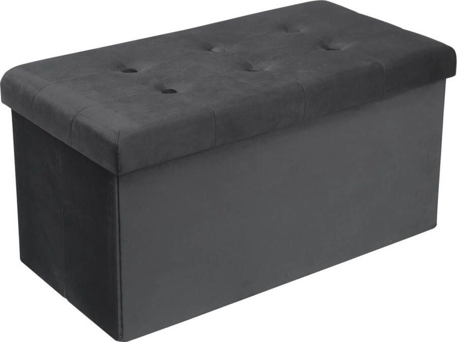 BukkitBow Opvouwbare Velvet Opbergpoef Kubus Opbergkist (76X37 5CM) Grijs