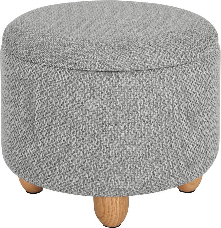 BukkitBow Ronde Opbergpoef – Poef Zitkist met Deskel Voetenbank met Opbergruimte 39x39x33 cm Grijs Sinterklaas Cadeau – Kerst Cadeau