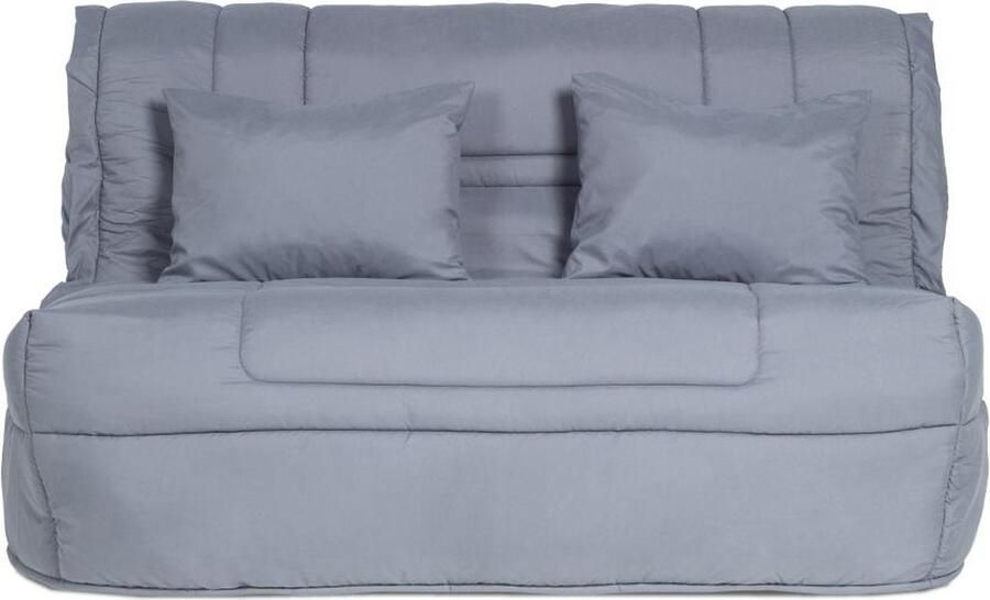 Bultex Uitklapbare bedbank van lichtgrijs microvezel met matras ELDORADO III L 143 cm x H 89 cm x D 97 cm